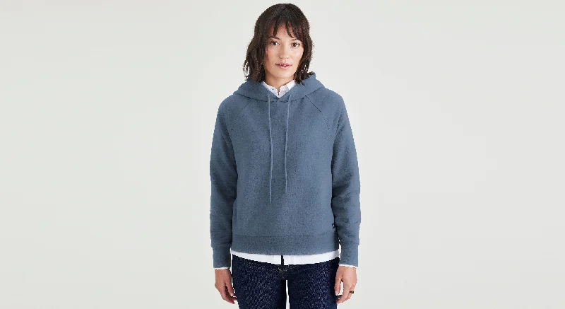 Popover Hoodie, Relaxed Fit Hoodie with Ribbed Neckline Snug Warm