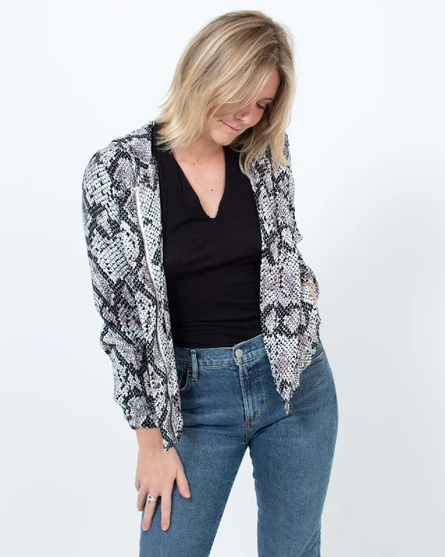 Printed Zip Up Hoodie Hoodie with Hidden Zipper Minimalist Clean