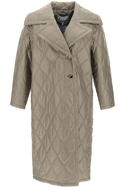 Quilted Oversized Coat Ruched Sleeve Blazer