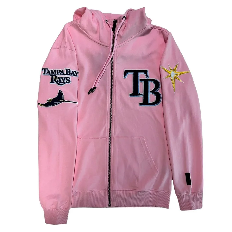 Rays Pro Standard Pink Classic Zip Up Hoodie Hoodie with Hem Drawcord Adjustable Customizable