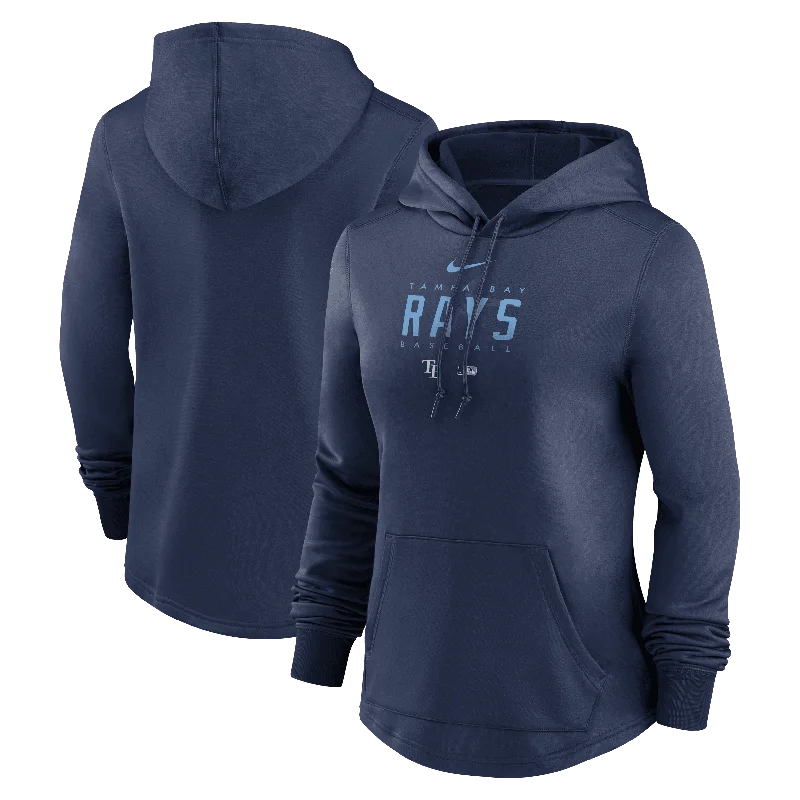 Rays Women's Nike Navy Pregame Performance Hoodie Zip Hoodie Drawstring Kangaroo Pocket
