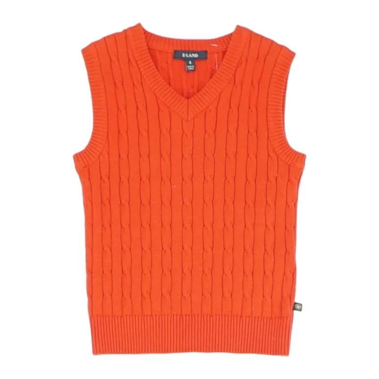 Red Solid Vest Sweater Zippered Front Buttoned Front Snap Front