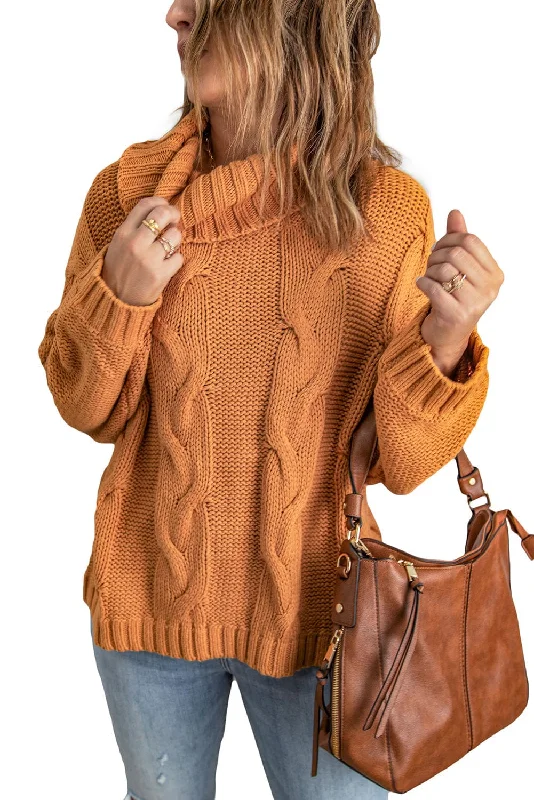 Relaxed Fit Knit Sweater - Cable Detail Striped Floral Plaid