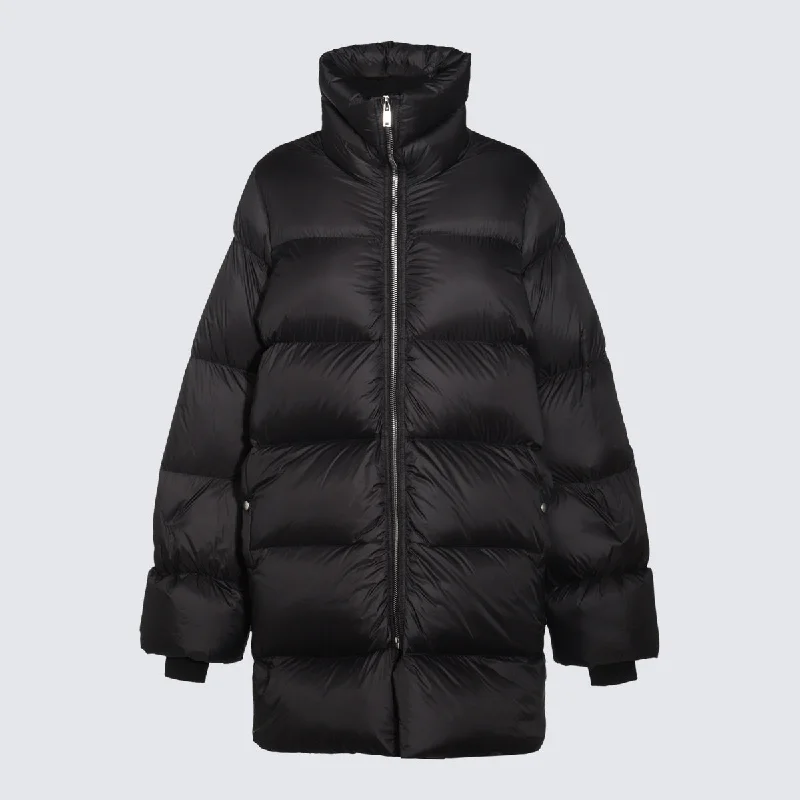 Rick Owens Coats Black Quilted Hybrid Jacket