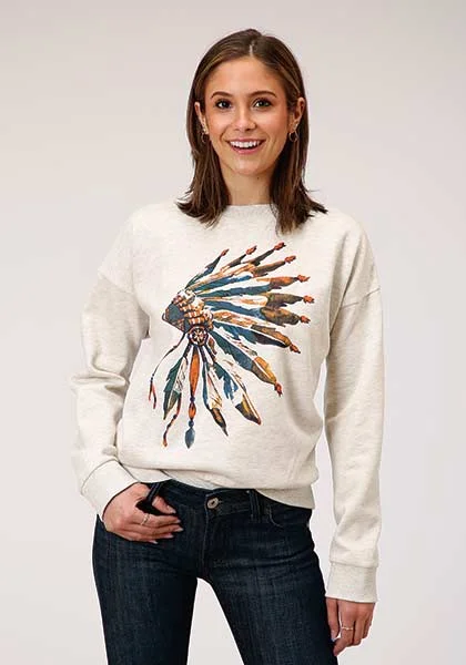 Roper Women's Headdress Sweatshirt Hoodie with Button Placket Classic Preppy