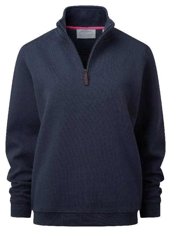 1/4 Zip Sweatshirt - Navy Hoodie with Hem Ribbing Snug Secure