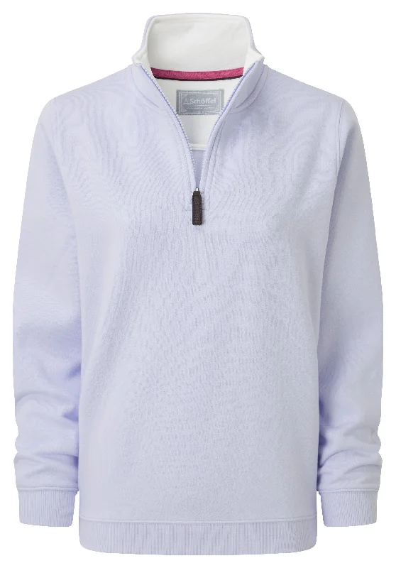 1/4 Zip Sweatshirt - Pale Blue Hoodie with Drawstring Waist Adjustable Fitted