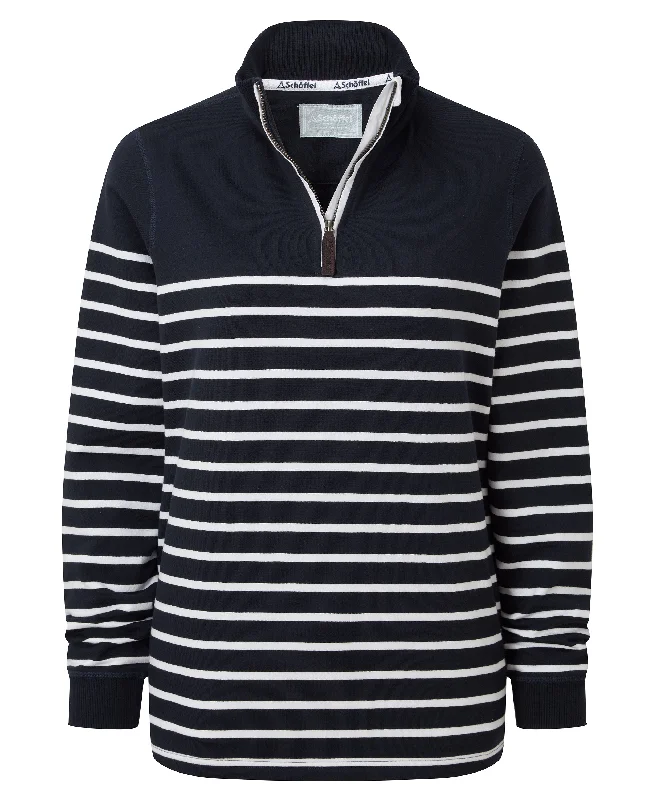 Hope Cove Sweatshirt - Navy Stripe Hoodie with Exposed Zipper Edgy Industrial