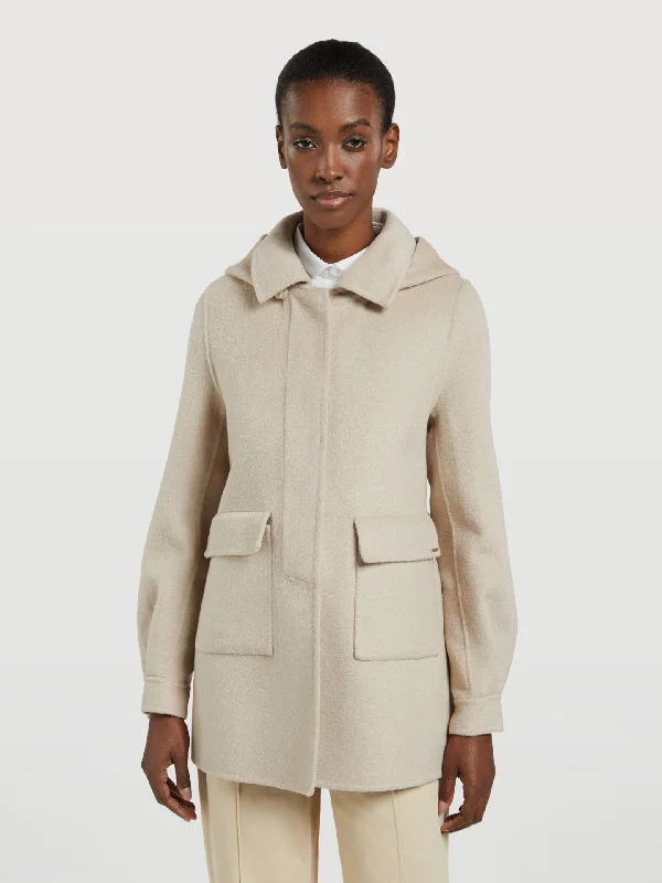 Short Coat With Hoodie Hoodie with High-Low Hem Asymmetrical Trendy