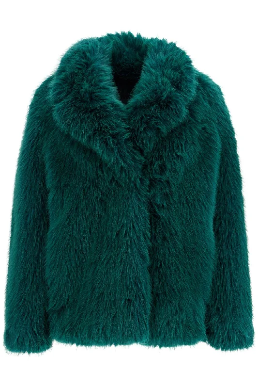 Short Hunter Coat In Faux Fur Suede Fringe Jacket