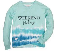 SIMPLY SOUTHERN COLLECTION WEEKEND VIBES BLUE TIEDYE CREW STRIPE SWEATSHIRT Hoodie with Zipper Versatile Modern SIMPLY SOUTHERN COLLECTION WEEKEND VIBES BLUE TIEDYE CREW STRIPE SWEATSHIRT Hoodie with Zipper Versatile Modern