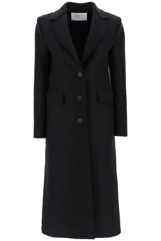 HARRIS WHARF LONDON single-breasted coat in pressed wool