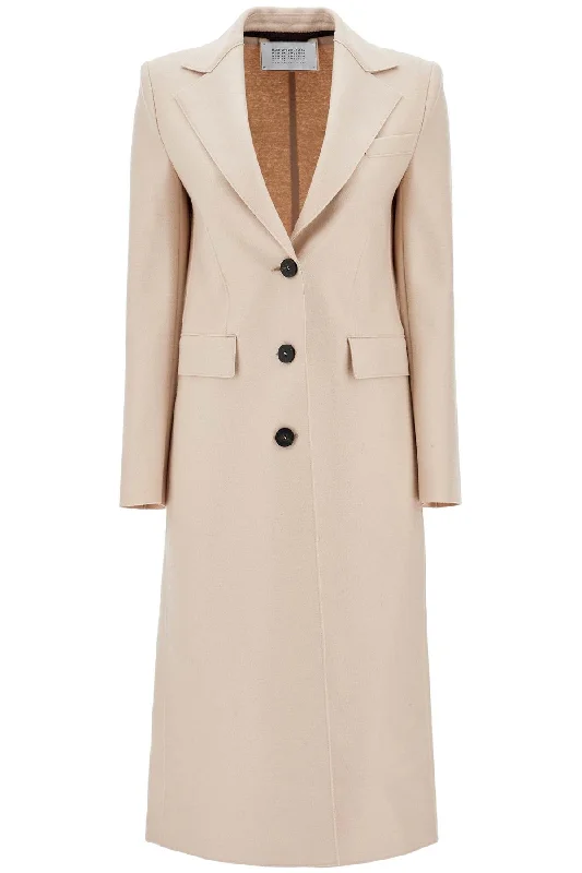 Single-breasted Coat In Pressed Wool A-Line Swing Coat