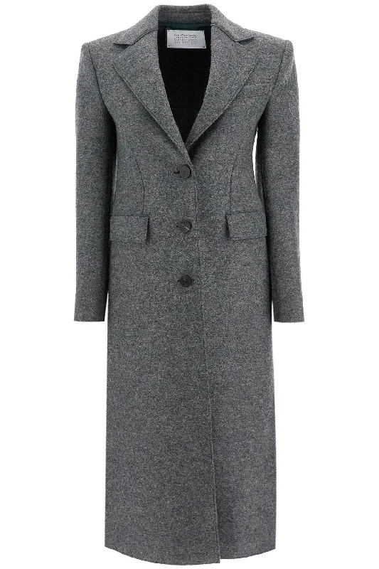 Single-breasted Coat In Pressed Wool High-Collar Puffer Coat