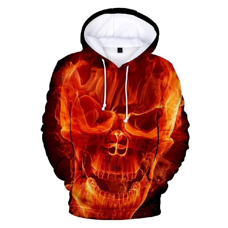 Skull head Rock Style Hoodies Sweatshirts / 3D Printed Streetwear Tracksuits Hoodie with Hem Detail Decorative Unique