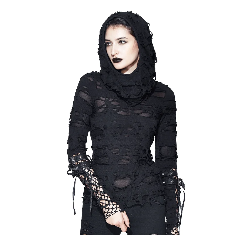 Steampunk Hole Hoodie with Leather Straps / Gothic Style Long Sleeves Top Hoodie with Elastic Cuffs Stretchable Comfortable Steampunk Hole Hoodie with Leather Straps / Gothic Style Long Sleeves Top Hoodie with Elastic Cuffs Stretchable Comfortable