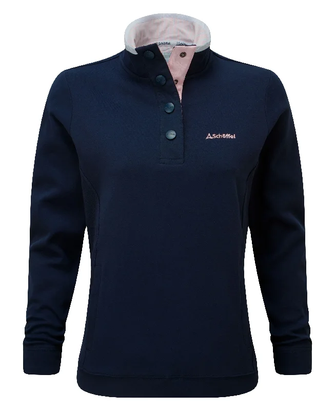 Steephill Cove Sweatshirt - Navy Hoodie with Tied Waist Feminine Flattering
