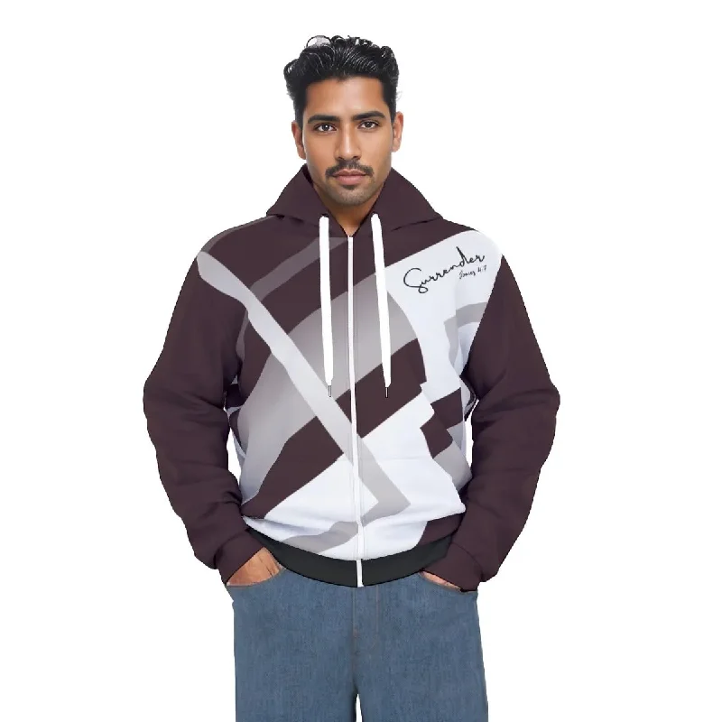 SURRENDER James 4:7 Scripture Unisex Zipper Gray/Black/White Pattern Hoodie Hoodie with Puffed Sleeves Voluminous Trendy SURRENDER James 4:7 Scripture Unisex Zipper Gray/Black/White Pattern Hoodie Hoodie with Puffed Sleeves Voluminous Trendy