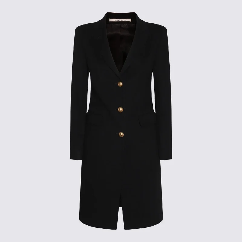 Tagliatore Coats Black Fitted Faux Suede Blazer