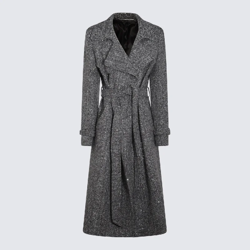 Tagliatore Coats Grey Elegant Satin Bolero