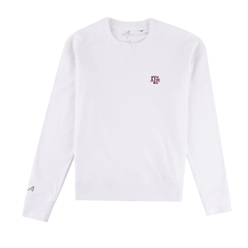 Texas A&M Antigua Forward Crewneck Buffed Fleece Sweatshirt Hoodie with Frayed Bohemian Relaxed Texas A&M Antigua Forward Crewneck Buffed Fleece Sweatshirt Hoodie with Frayed Bohemian Relaxed