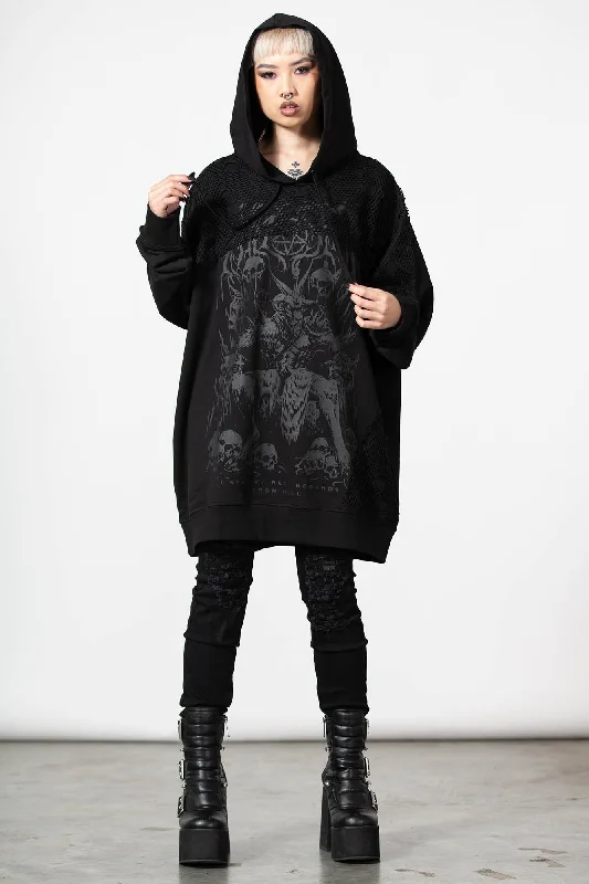 The Verge Fishnet Hoodie Hoodie with Hem Frayed Vintage Worn