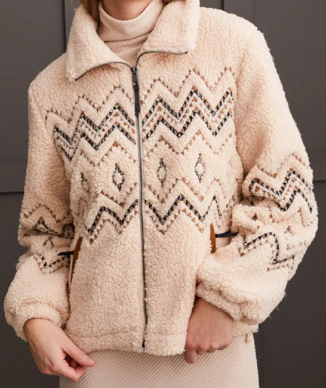 Tribal Jeans Sweater with Full Zipper Women's 5637O-5125-1342 Velvet Chenille Corduroy Tribal Jeans Sweater with Full Zipper Women's 5637O-5125-1342 Velvet Chenille Corduroy