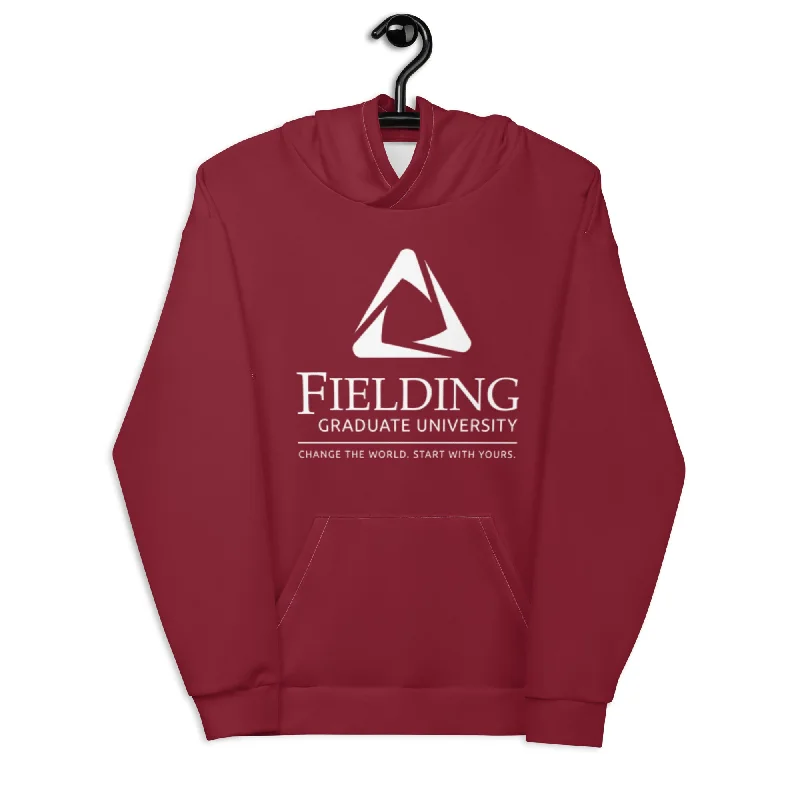 Unisex Eco-friendly Hoodie - Merlot | Fielding Logo Hoodie with Hem Embroidery Detailed Premium Unisex Eco-friendly Hoodie - Merlot | Fielding Logo Hoodie with Hem Embroidery Detailed Premium
