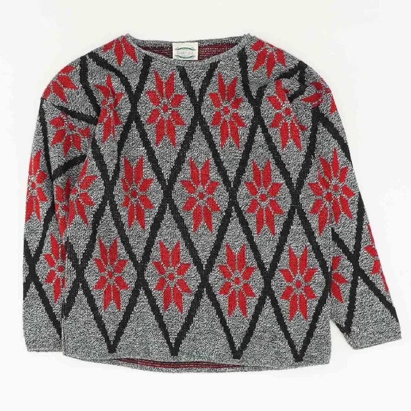 Vintage Acrylic Knit Graphic Sweater Oversized Loose Flowy