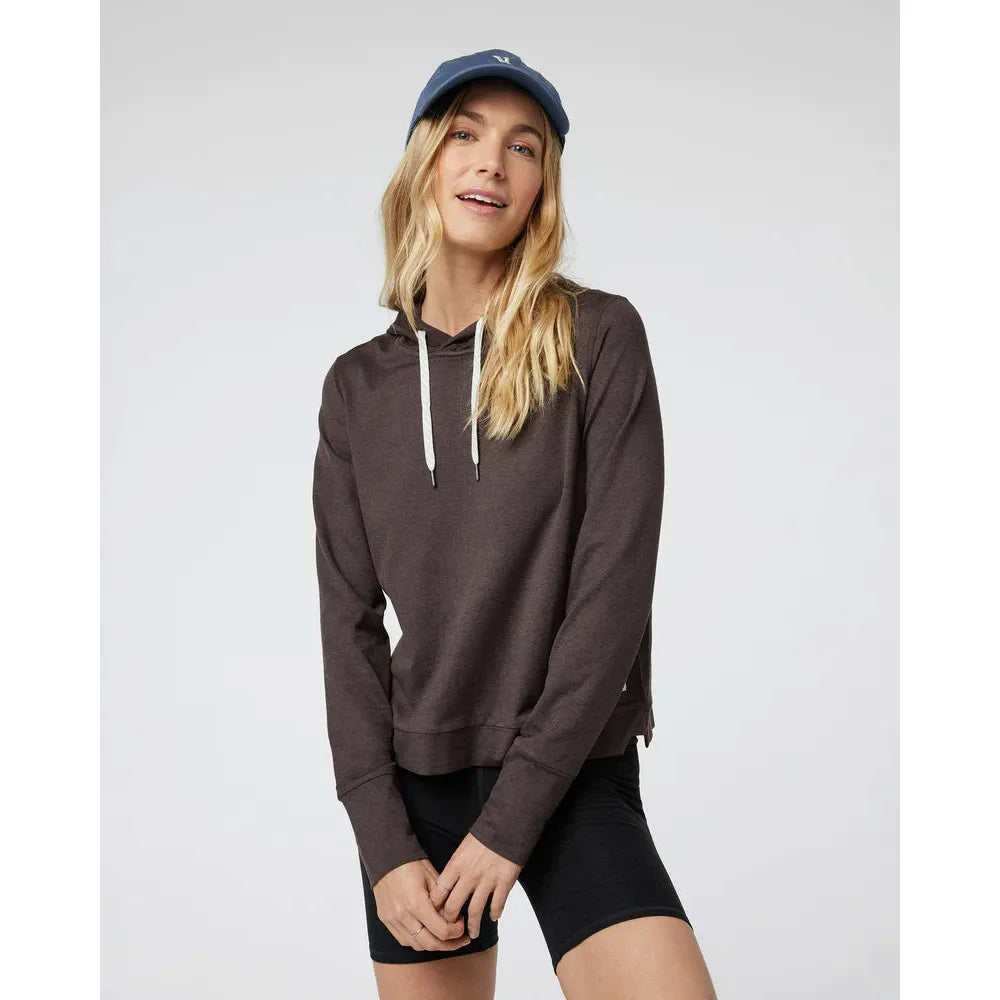 Vuori Women's Halo Essential Hoodie in Java Heather Hoodie with Mock Neck Collared Structured Vuori Women's Halo Essential Hoodie in Java Heather Hoodie with Mock Neck Collared Structured