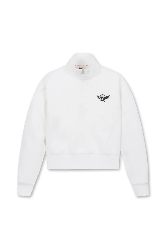 WAAC Women Athletic Half Zip-up Rib Sweatshirt Hoodie with Side Slits Relaxed Casual