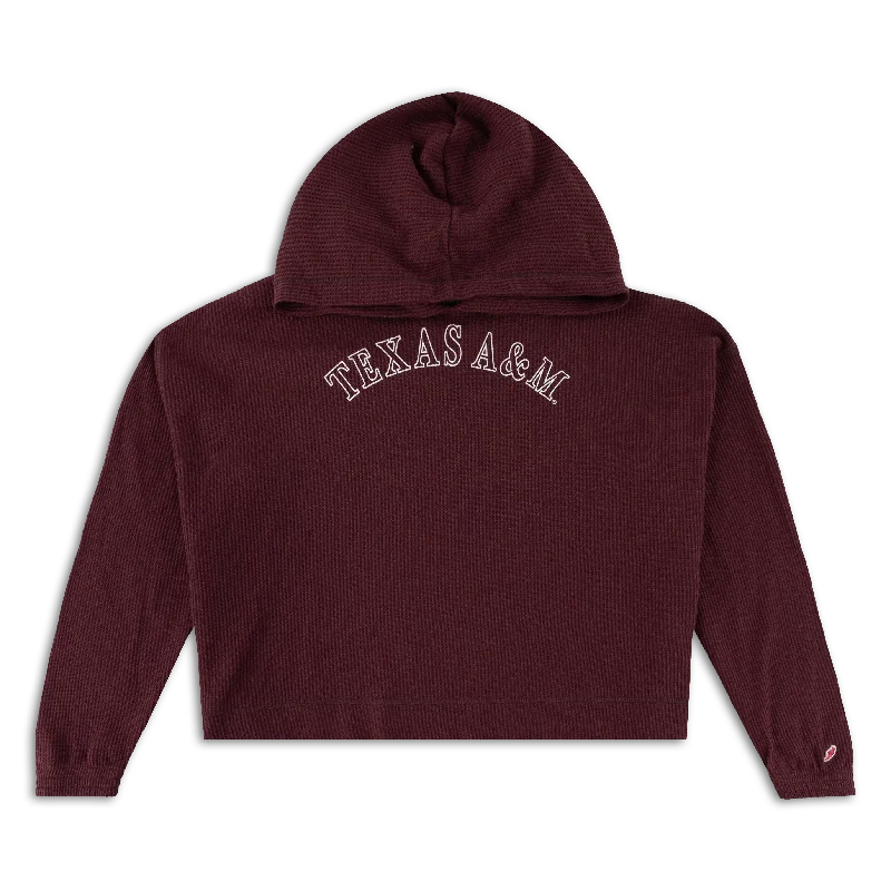Texas A&M Waffle Oversized Cropped Hoodie Hoodie with Mesh Breathable Sporty