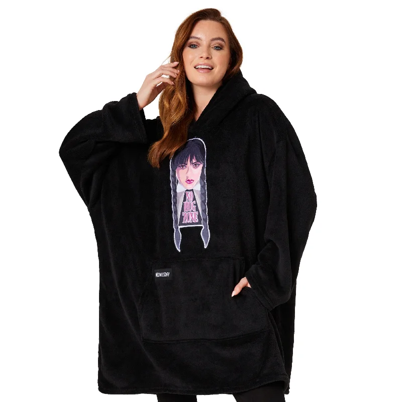 Wednesday Blanket Hoodie for Women and Teenagers - Black Hoodie with Neon Bright Vibrant