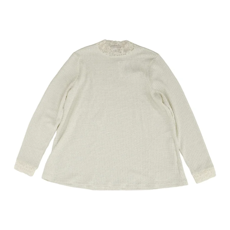 White Check Crewneck Sweater Transparent Opaque Sheer