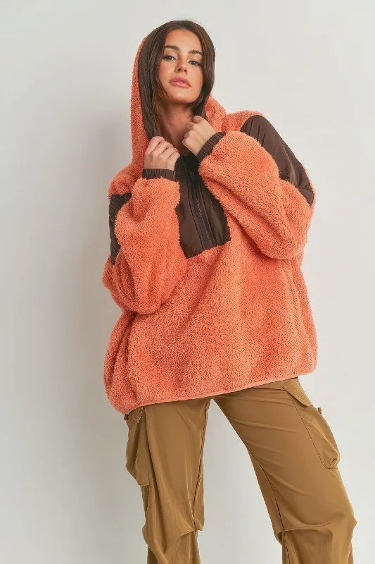 Two-toned Cozy Hooded Sweater High Neck Crew Neck V-Neck