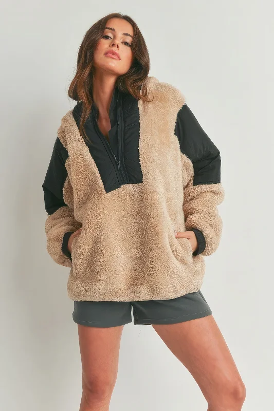 Two-toned Cozy Hooded Sweater Turtle Neck Boat Neck Asymmetrical Neck
