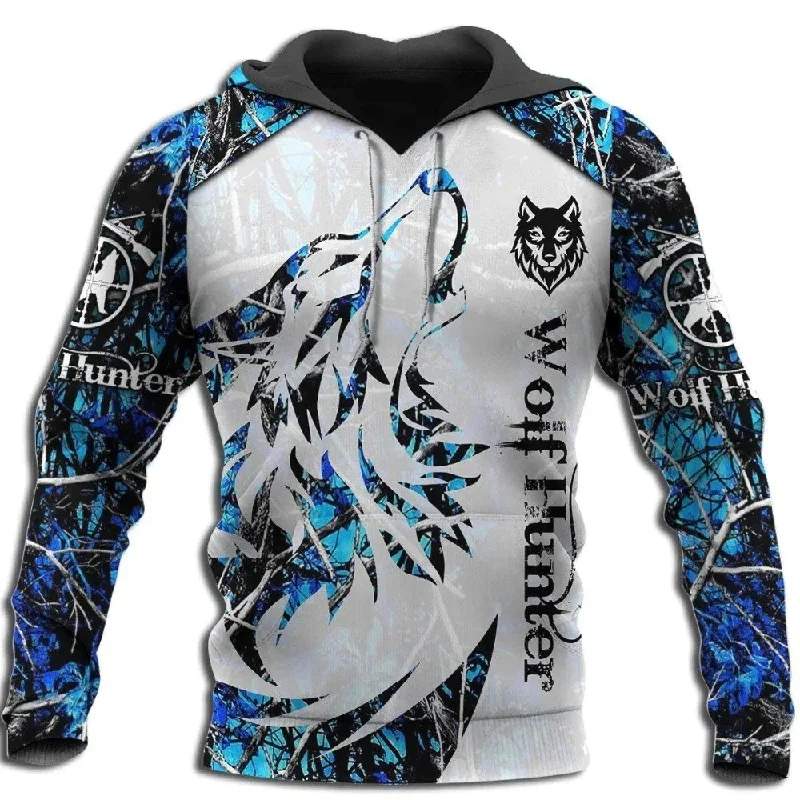 Wolf Hunter 3D Printed Hoodie / Casual Unisex Hooded Clothing With Animal Pattern Hoodie with Drawstring Waist Adjustable Fitted