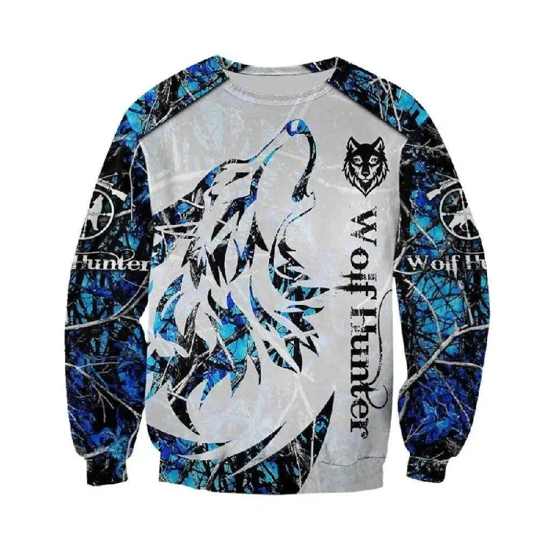 Wolf Hunter 3D Printed Unisex Pullover / Casual Sweatshirt With Animal Pattern Hoodie with Elastic Waist Stretchable Comfortable