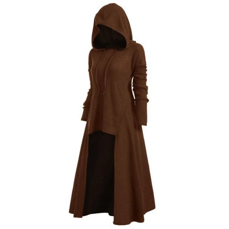 Women Hoodies Coat Dress / Long Sleeve 6 Color Pullover Dresses in Gothic Clothing Hoodie with Snap Buttons Easy Quick