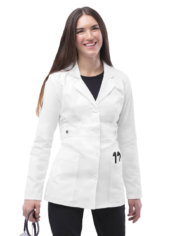Women's 28" Tab-Waist Lab Coat Open-Knit Duster Coat