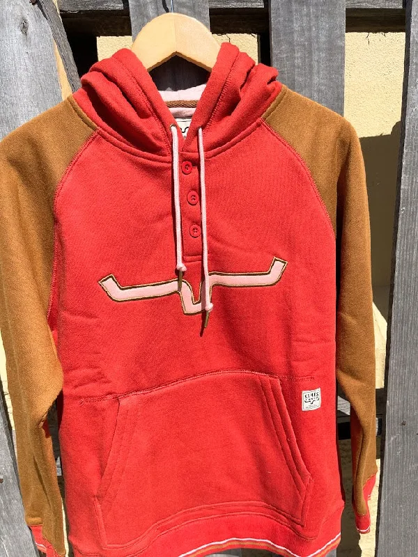 Women's Kimes Ranch Amigo Fleece Hoodie In Burnt Red  *CLOSEOUT* Hoodie with Ribbed Cuffs Snug Fit Comfort