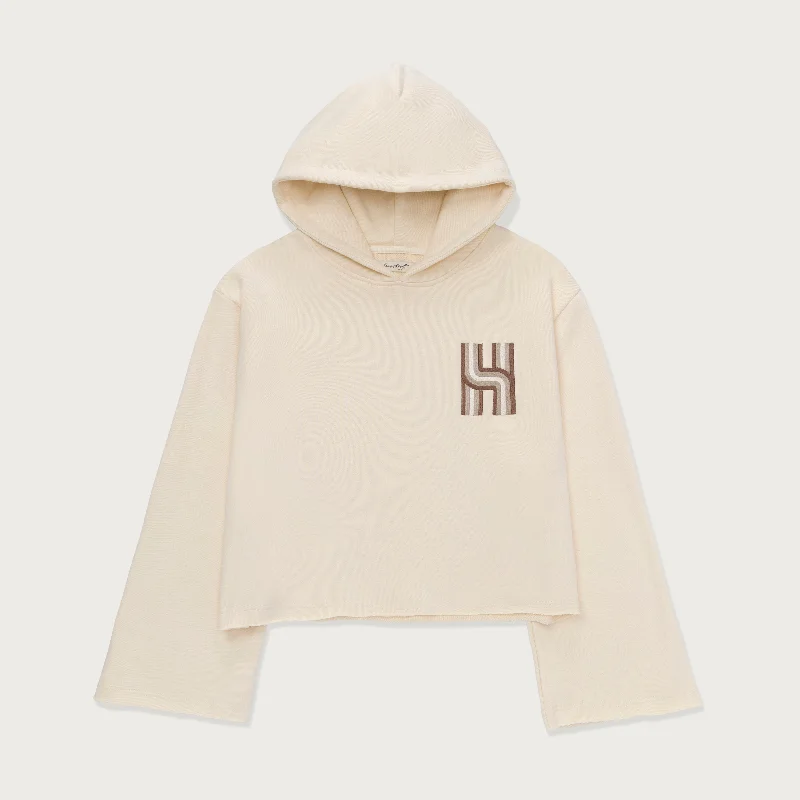 Womens Oversized Hoodie - Cream Hoodie with Contrast Stitching Detailed Premium