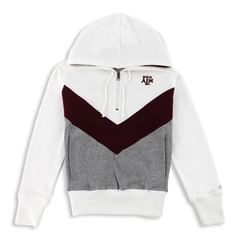 Texas A&M Women Superfan Big Stripe Hoodie Hoodie with Gradient Ombre Colorful