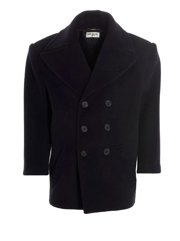 Wool Double Breast Coat Fuzzy Sherpa Pullover