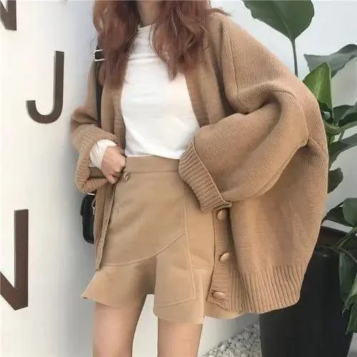 Loose knitted sweater coat