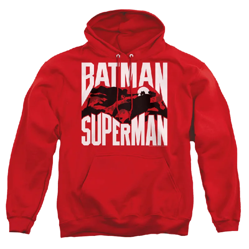 Batman v Superman Silhouette Fight - Pullover Hoodie Ruffle Sleeve Feminine