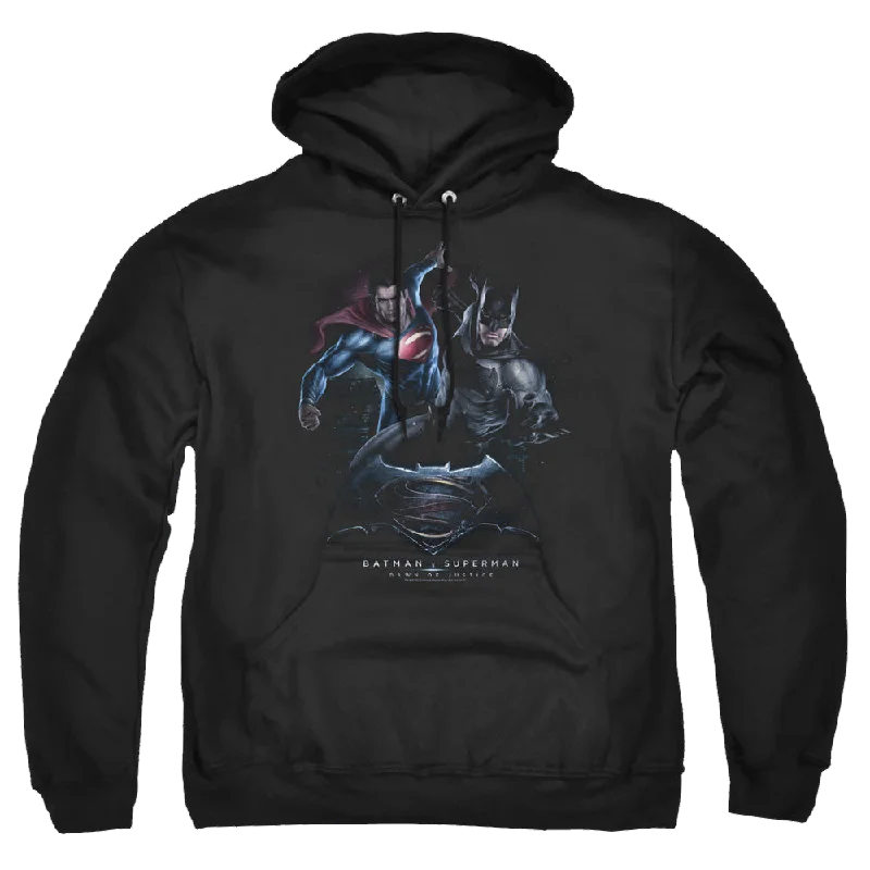 Batman v Superman Team Up - Pullover Hoodie Fitted Ribbed Sweater