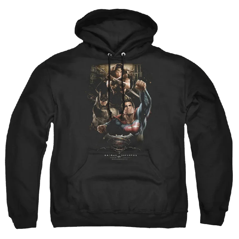 Batman v Superman Three In Action - Pullover Hoodie Seamless Knit Pullover