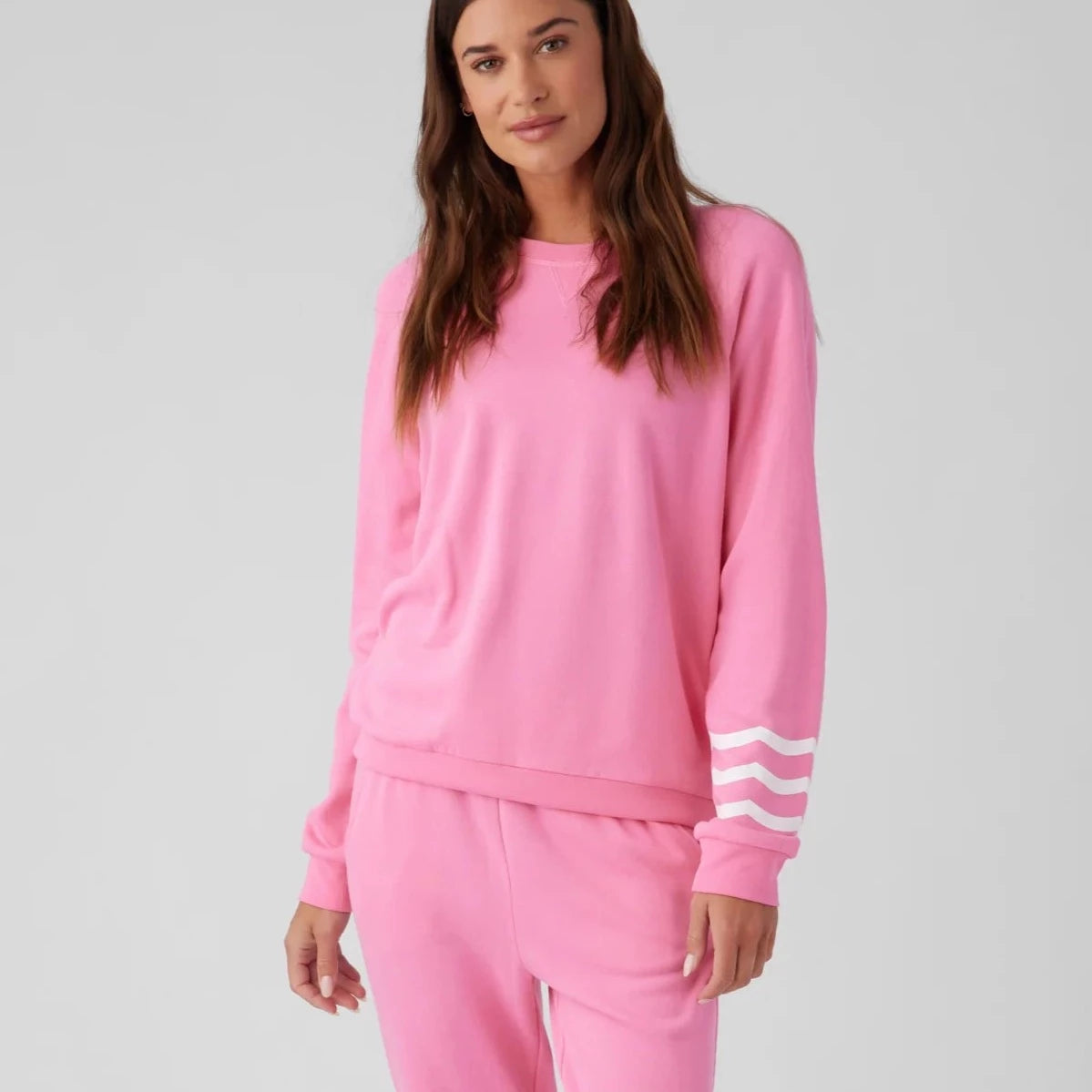 Coastal Waves Pullover | Pink Wide Sleeve Pullover