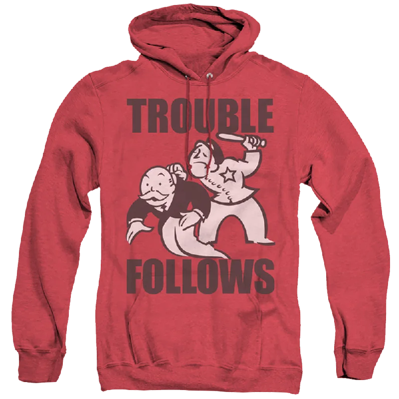 Hasbro Trouble Follows Evergreen - Heather Pullover Hoodie Tapered Sleeve Pullover